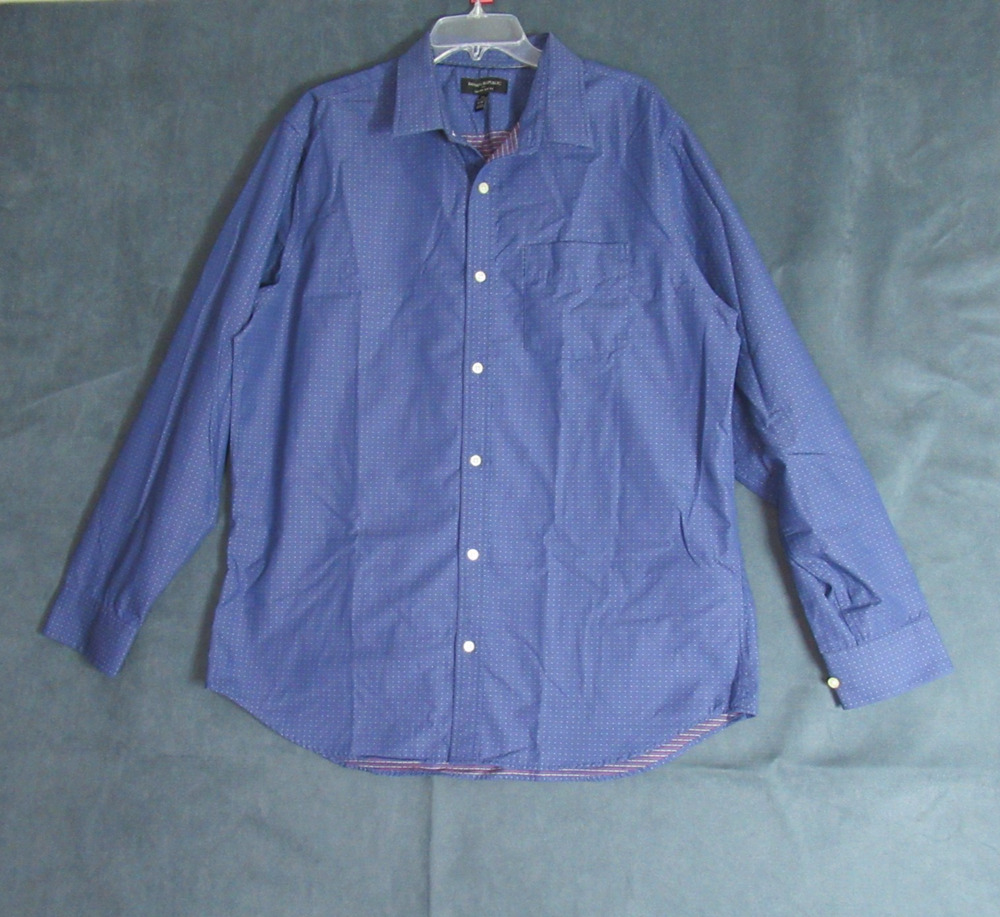 Banana Republic Shirt Mens XL Blue Polka Dot Slim Fit Button Long Sleeve Preppy